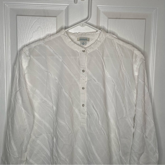 Sundance Catalog White Cotton “Snow Cloud" Top Textured Boho Prairie Oversized S - Picture 3 of 9